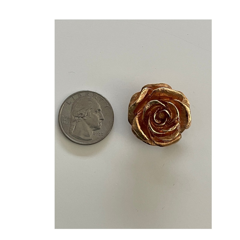 JBK Jacqueline Kennedy Gold Tone Rose Flower Clip On Earrings Signed Vintage - Picture 13 of 13